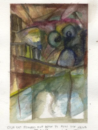 Cat Learns to Read Newspapers, giclée print