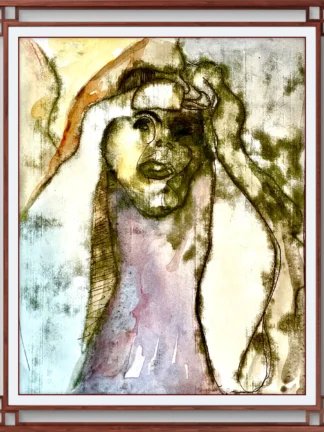 Pensive Portrait, linear monotype